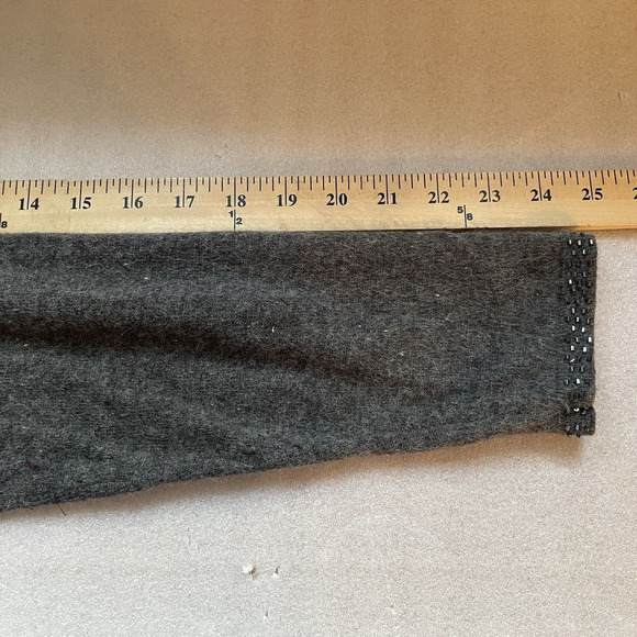 Vintage Y2K Sag Harbor Sweater Women Petite Large Gray Wool Blend Knit Beaded - Picture 9 of 11
